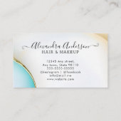 Carte De Fidélité Accents de luxe bleu et blanc or Agate Marbre (Dos)