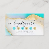 Carte De Fidélité Accents de luxe bleu et blanc or Agate Marbre (Devant)