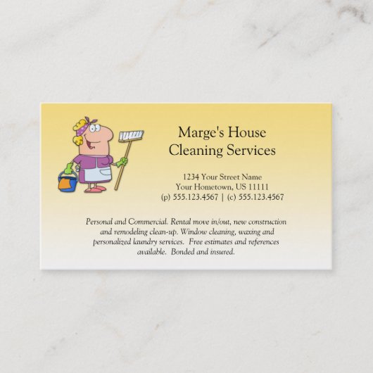 Carte De Fidélité Affaires blondes de femme de ménage de Chambre de (Devant)