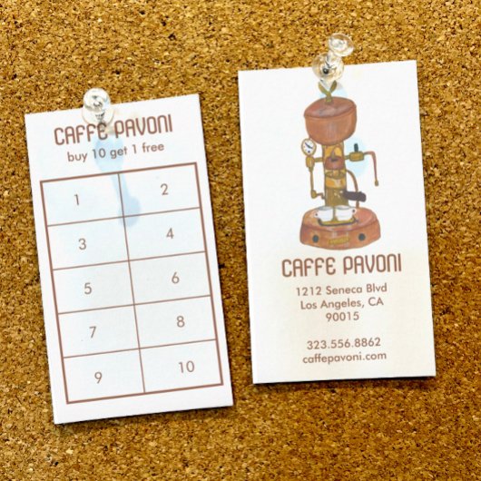 Carte De Fidélité Antique Espresso Machine Café Café Aquarelle