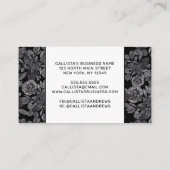 Carte De Fidélité Aquarelle monochrome gris noir Feuilles floraux (Dos)