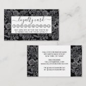 Carte De Fidélité Aquarelle monochrome gris noir Feuilles floraux (Devant / Derrière)