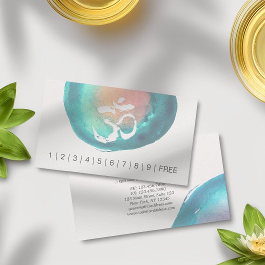 Carte De Fidélité Aquarelle Om Symbole YOGA Instructeur Loyalty Punc