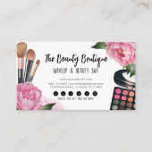 Carte De Fidélité Aquarelle rose Beauté Maquillage Artiste Entrepris (Devant)