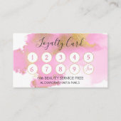 Carte De Fidélité Aquarelle rose et or Fille Loyalty Punch (Devant)