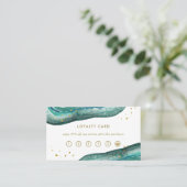 Carte De Fidélité Aquarelle Turquoise et Géode d'or (Debout devant)