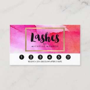 Carte De Fidélité Aquarelles rose gras Lash Extensions Loyauté