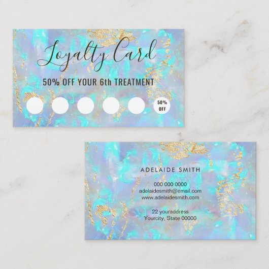 carte de fidélité arrière - plan opal bleu (Devant / Derrière)