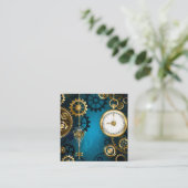 Carte De Fidélité Arrière - plan turquoise à vapeur avec Gears (Debout devant)