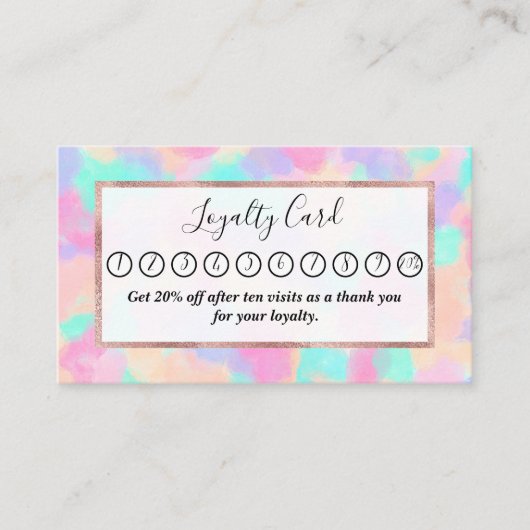 Carte De Fidélité Art moderne Girl rose violet Peinture Schéma (Devant)