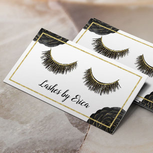 Carte De Fidélité Artiste de maquillage de Lash Technicien Noir Flor