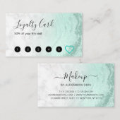 Carte De Fidélité Artiste de maquillage moderne en marbre vert menth (Devant / Derrière)