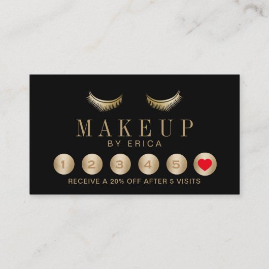 Carte de fidélité | Artiste maquillage Black & Gol (Devant)