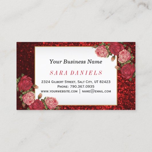 Carte De Fidélité Artiste maquillage - Parties scintillant rouge et (Dos)