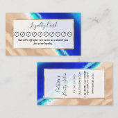 Carte De Fidélité Artsy Blue moderne Turquoise Sandy Beach Aquarelle (Devant / Derrière)