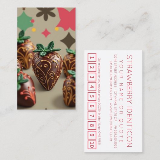 carte de fidélité aux fraises au chocolat (Devant / Derrière)