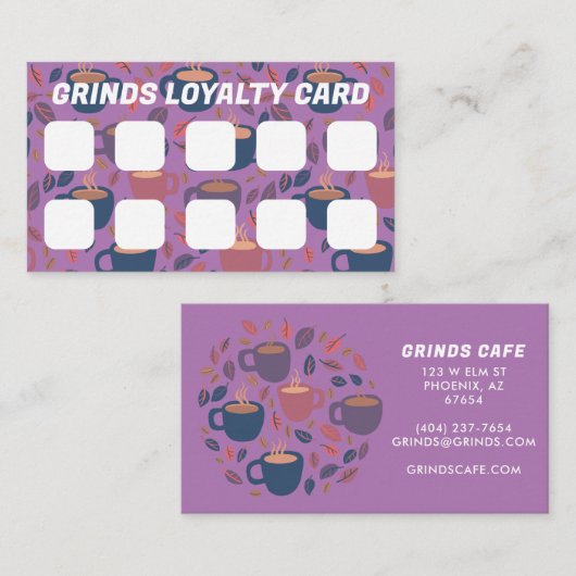 Carte de fidélité avec logo mignon CAFE CAFE (Devant / Derrière)