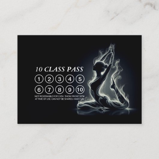 Carte De Fidélité B&W King Pigeon Yoga Pose 10 Classe Pass (Devant)