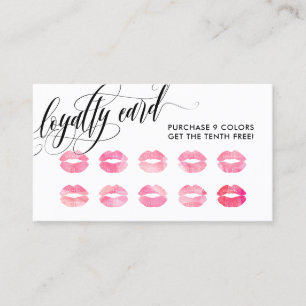 Carte De Fidélité Baisers roses - Calligraphie Loyalty Puncard