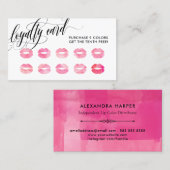 Carte De Fidélité Baisers roses - Calligraphie Loyalty Puncard (Devant / Derrière)
