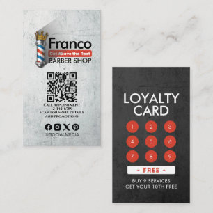 Carte De Fidélité Barber Shop Royal Couronne Barber Pole Salon des c