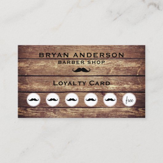Carte De Fidélité Barber Shop Rustic Loyalty Punch Card (Devant)