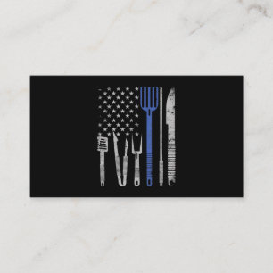 Carte De Fidélité BBQ BBQ Grill Pork With USA Flag Cuisine Chef