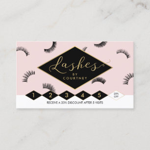 Carte De Fidélité Beaucoup de Lashes Lash Salon Rose/Noir/Or Loyauté
