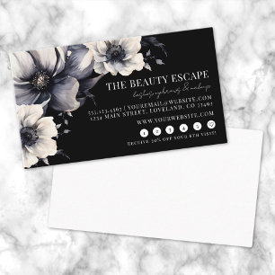 Carte De Fidélité Beauté florale blanche noire