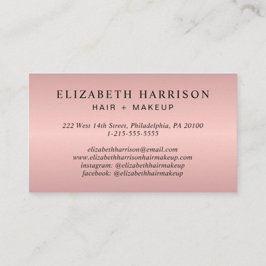 Carte De Fidélité Beauté or rose (Dos)