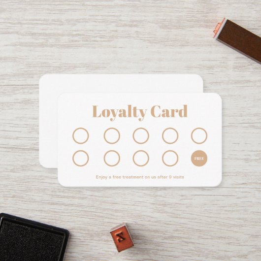 Carte De Fidélité Beauté Salon Loyalty Card Or simple blanc (Devant/Arrière en situation)