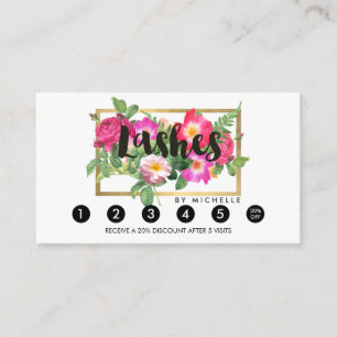 Carte De Fidélité Beauty Florals Lash Extensions White Loyalty Card