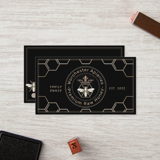 Carte De Fidélité Beekeeper Honey Client Loyalty Card Punch Noir (Devant/Arrière en situation)