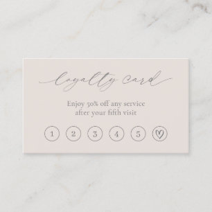 Carte De Fidélité Beige neutre minimaliste Coeur QR Code élégant Mod