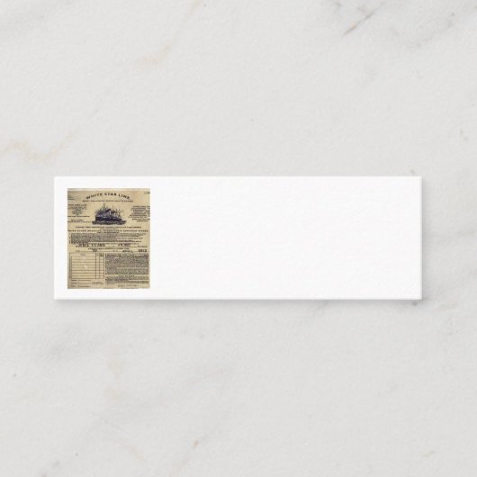 Carte De Fidélité Billet pour RMS Titanic 1912 (Devant)