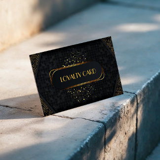 Carte De Fidélité Black & Gold Elegant Customer Reward Punch