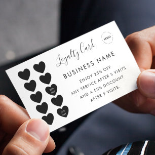 Carte De Fidélité Black Heart Business Punch Reward 10 visites Logo