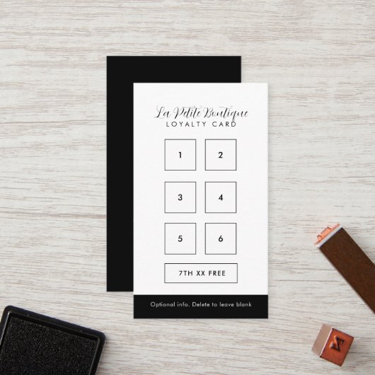 Carte De Fidélité Black IG, FB, YouTube Social Modern Script (Devant/Arrière en situation)