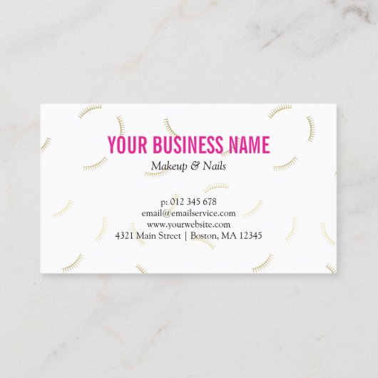 Carte De Fidélité Black Script & Gold Lashes Lashes Loyalty Puncard (Dos)