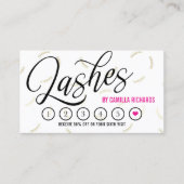 Carte De Fidélité Black Script & Gold Lashes Lashes Loyalty Puncard (Devant)