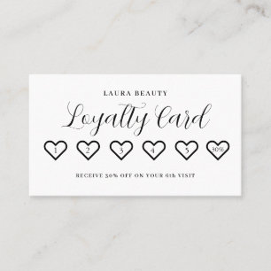Carte De Fidélité Blanc élégant minimaliste amour du coeur