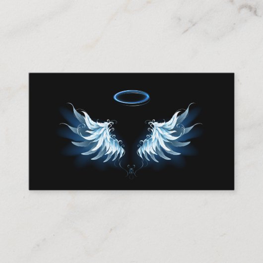 Carte De Fidélité Blue Glowing Angel Wings on black background (Devant)