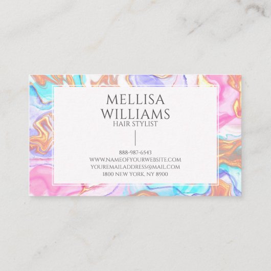 Carte De Fidélité Blue Rose Gold parties scintillant Coiffeuse Styli (Dos)