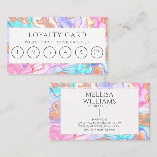 Carte De Fidélité Blue Rose Gold parties scintillant Coiffeuse Styli (Devant / Derrière)