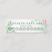 Carte De Fidélité Boho Aquarelle Eucalyptus Vert Loyauté Punch (Devant)