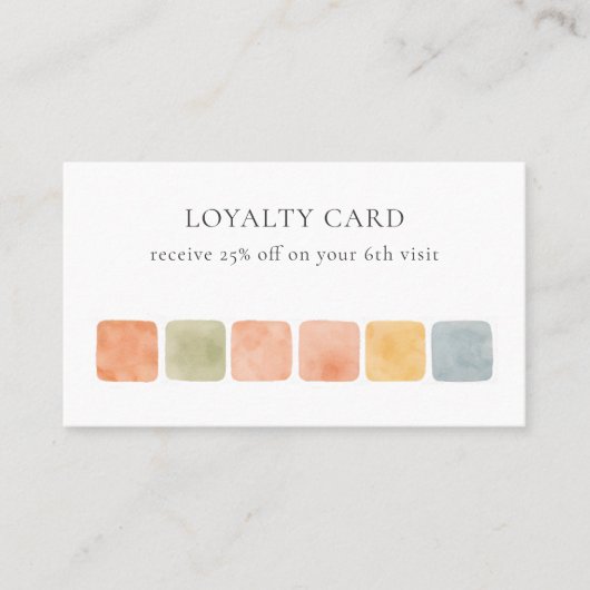 Carte De Fidélité Boho Carreaux Pastel Chaud Poterie 6 PUCHES client (Devant)