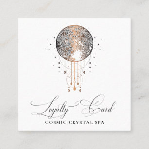 Carte De Fidélité *~* Boho céleste cosmique QR Rewards Gold Stars