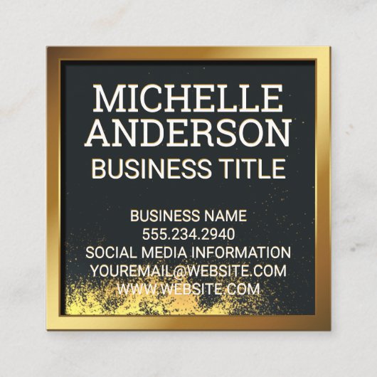 Carte De Fidélité Bordure métallique or | Poussière d'or (Devant)