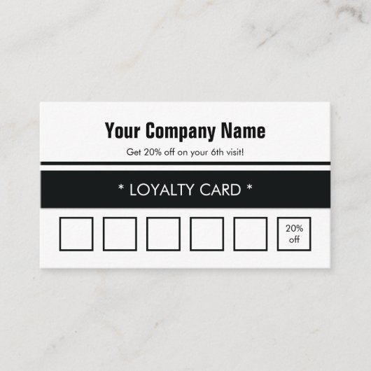 Carte De Fidélité Bordure simple noire blanche 6 pointes (Devant)