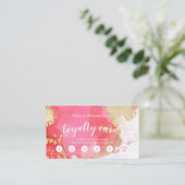Carte De Fidélité Boulot d'aquarelle rose et or moderne (Debout devant)